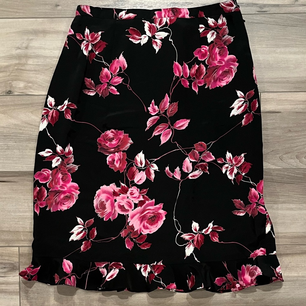 Vintage Rose Print Skirt Large